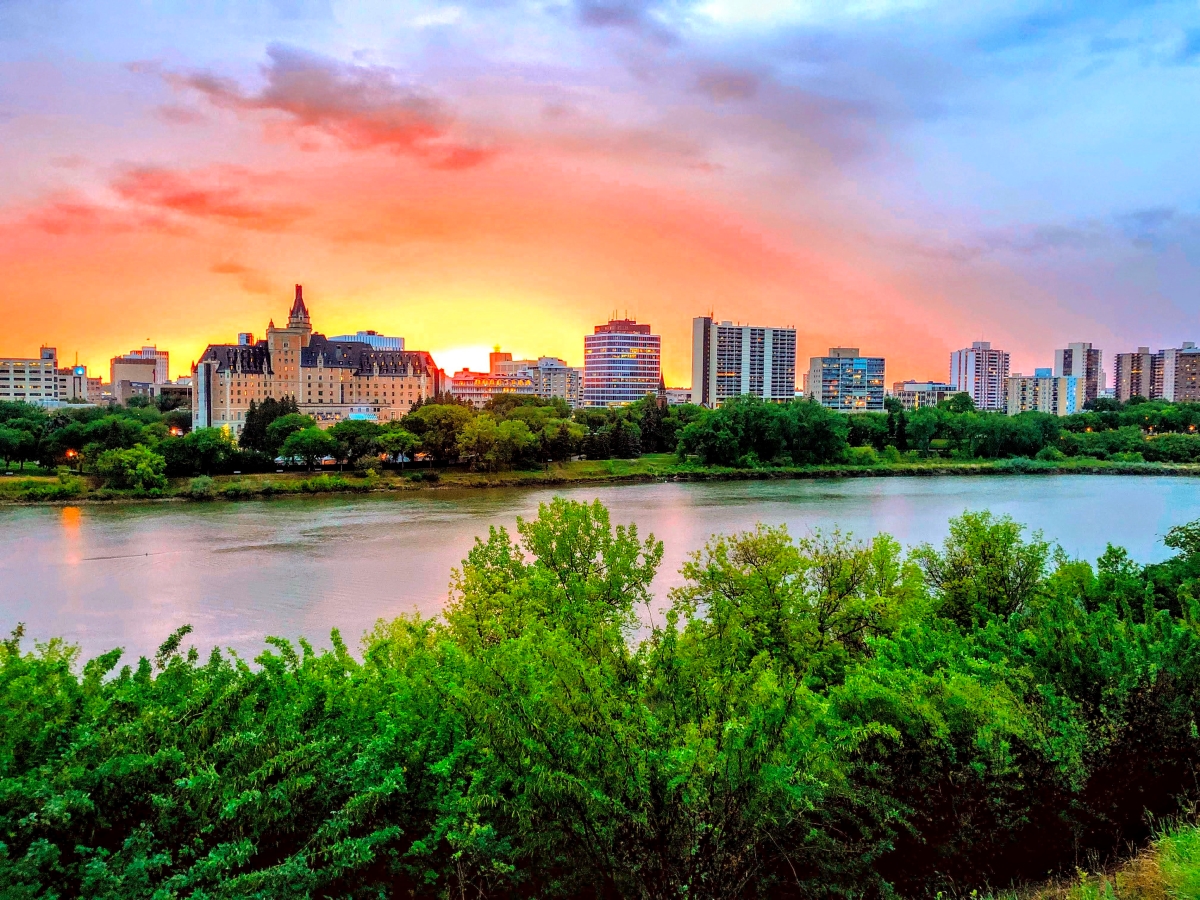Downtown Saskatoon at Sunset