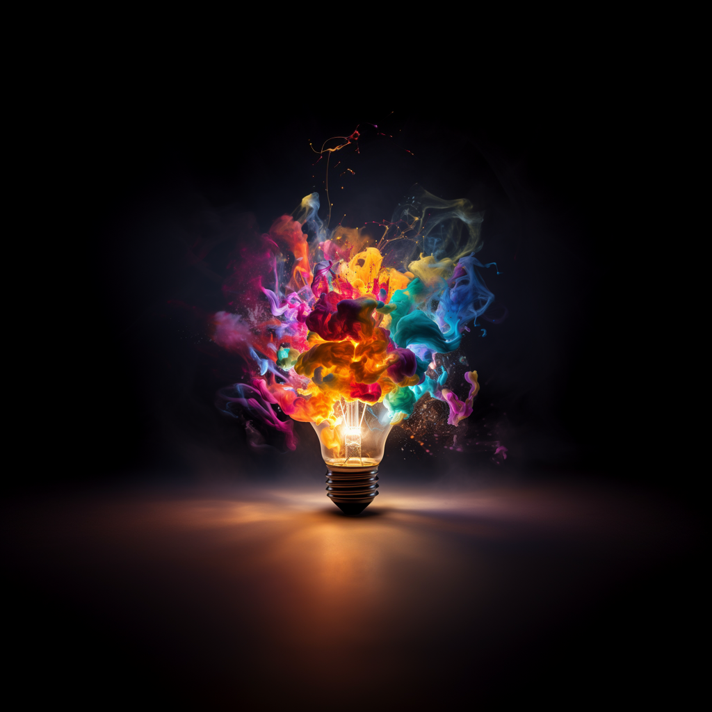Innovative light bulb with painted clouds